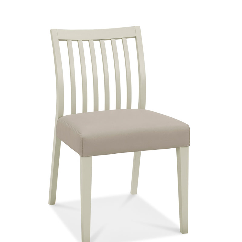 Izzie Upholstered Slat Back Side Chair, Soft Grey