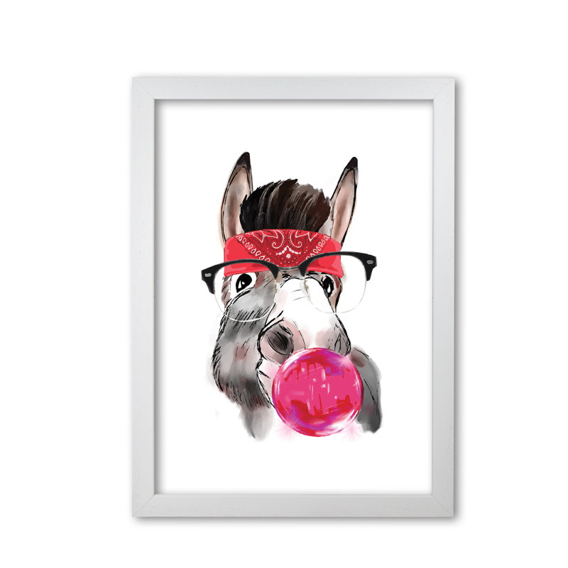 Gangster Donkey - Rectangle Print, White Grain Frame, 60 cm H x 42 cm W x 5 cm D