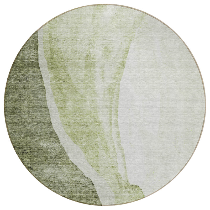 Chrisa Washable Abstract Indoor / Outdoor Rug, Round 8'