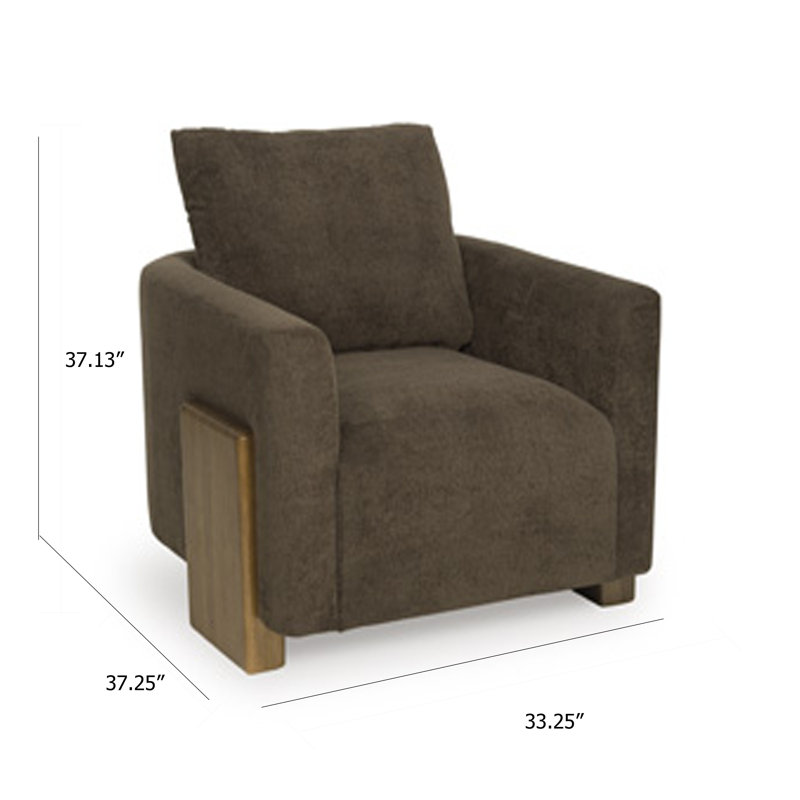 Fauteuil Tinz, siège et dossier réversible en polyester brun chocolat