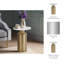 Table d'appoint cylindrique 22 po en fer et marbre blanc pour la maison et le bureau