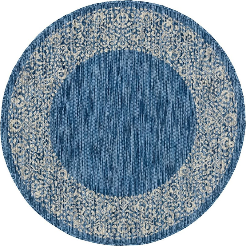 Outdoor Divine Area Rug Sea Color, Round 4'