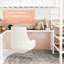 Lit mezzanine simple en fer blanc avec bureau en forme de L, tablettes sur le dessous pour chambre à coucher de couleur, cadre, pointe, espace de travail intégré-945604196