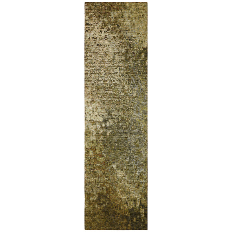 8' Runner Brown Washable Non Skid Indoor Outdoor Runner Rug