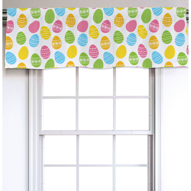 Sateen Geometric Ruffled Window Valance