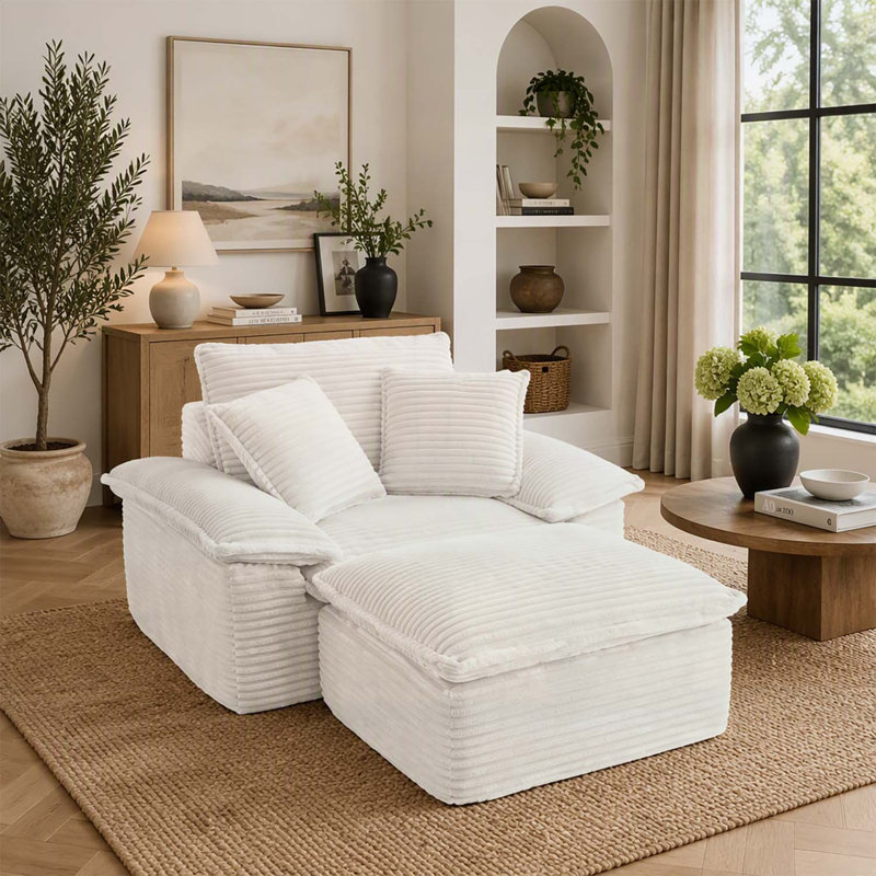 Canapé surdimensionné de 47 pouces avec siège profond et repose-pieds modulaire à 2 couches, canapé modulaire pour une vie confortable