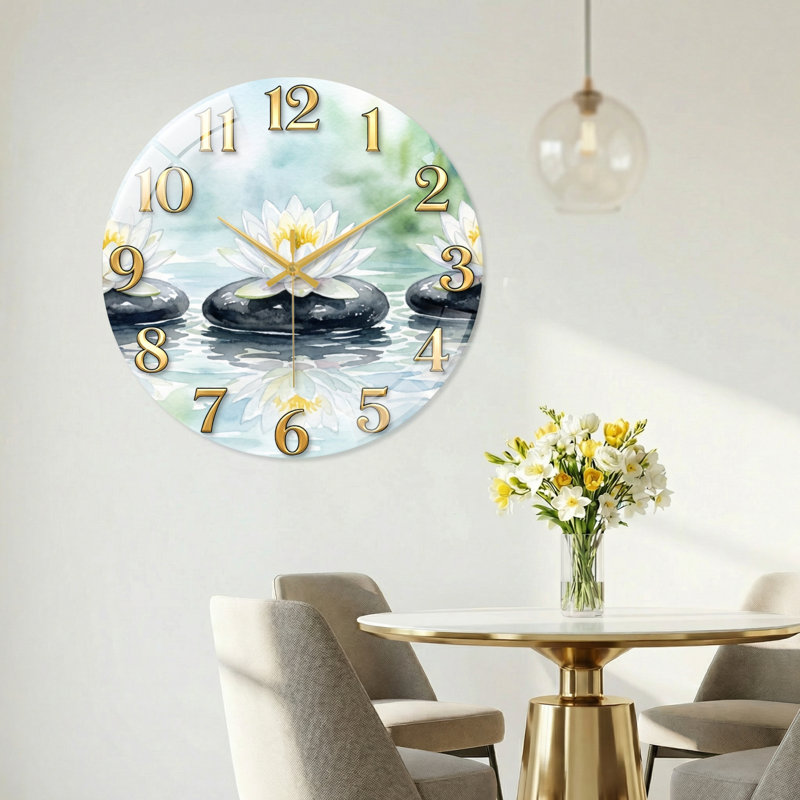 Horloge murale en verre Water Decor, 40 x 40 cm (15,7 x 15,7 pouces)