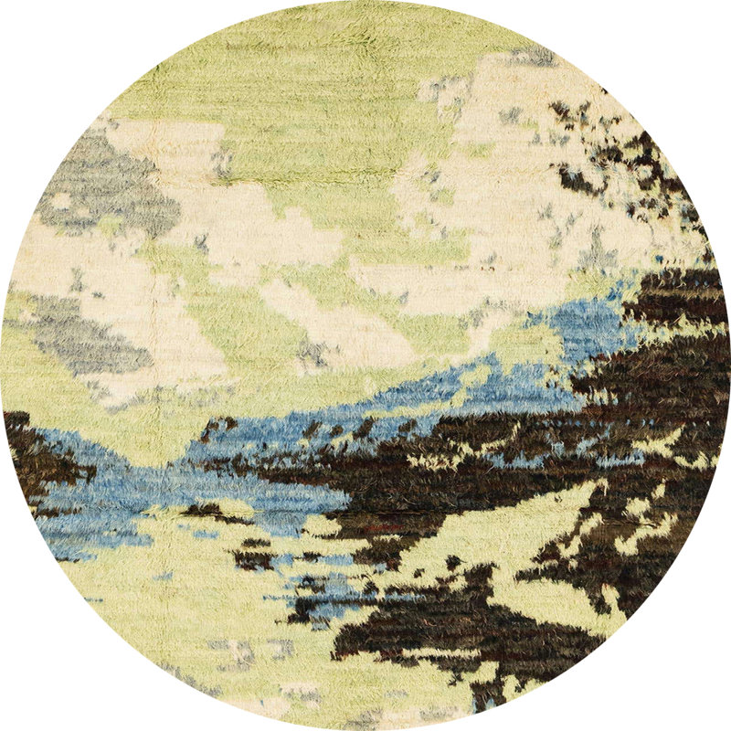 Tapis abstrait moderne et abstrait, Rond 8 pi