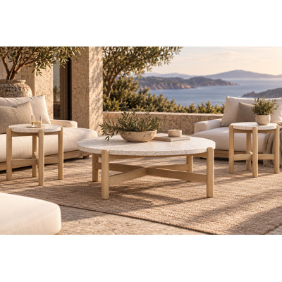 Mimi Round Outdoor Side Table and Coffee Table , 33 " W 33 " D