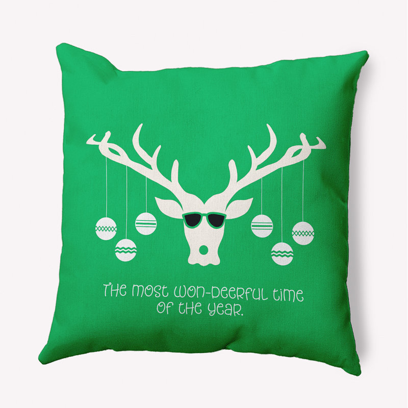 Coussin décoratif Cool Christmas Deer_PHAW1574GR66, 18 po x 18 po, Carré