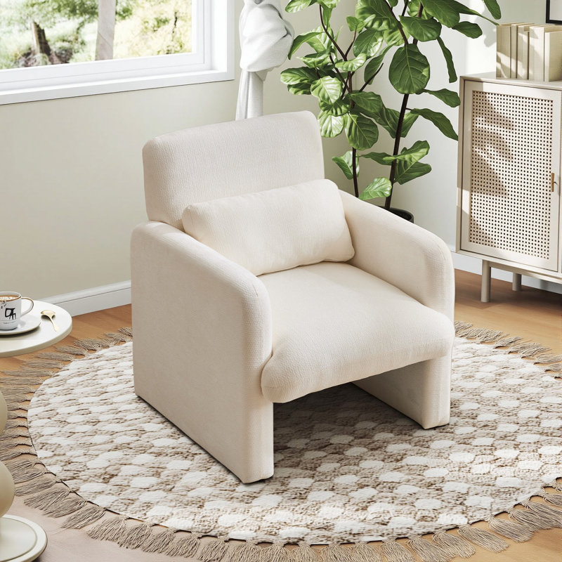 Fauteuil d'appoint rembourré moderne l 28,5 po, Blanc ancien