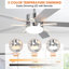 Ventilateur de plafond réversible à intensité variable de 52 po à 6 vitesses avec lumières DEL et télécommande, 3 lumières de couleur, minuterie, pales de bois à double face