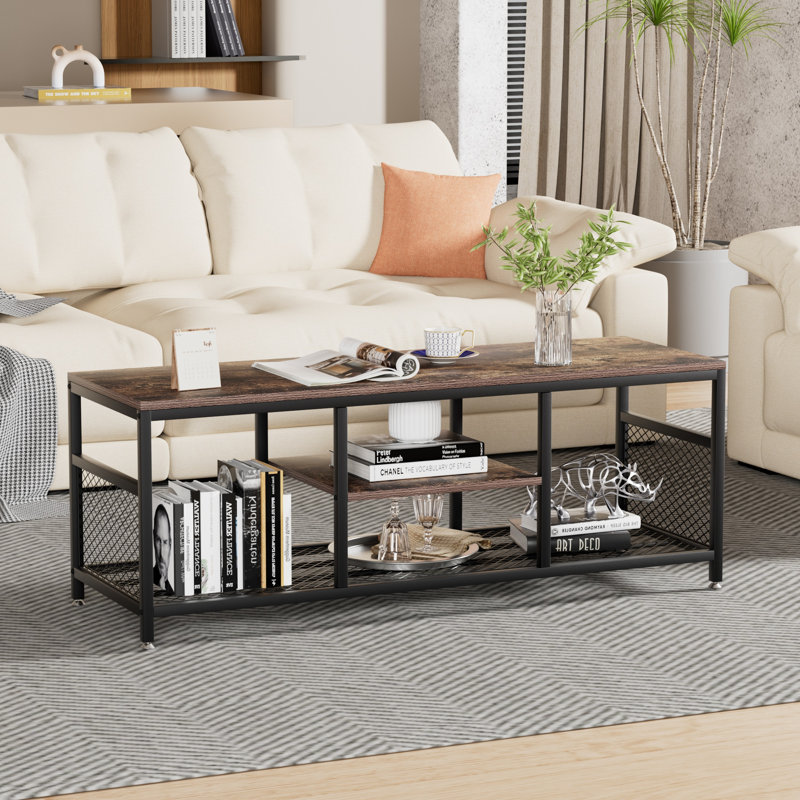 Auxter Coffee Table with Storage, Brown, 17.7'' H X 47.2'' W X 15.7'' L
