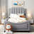 Upholstered Daybed With Classic Stripe Shaped Headboard-1956838043