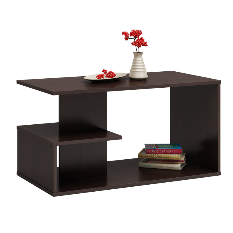 Littell Floor Shelf Coffee Table with Storage, Wenge