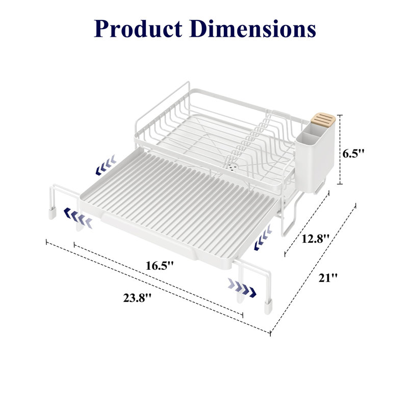 Extendable Dish Drying Rack  (White), White