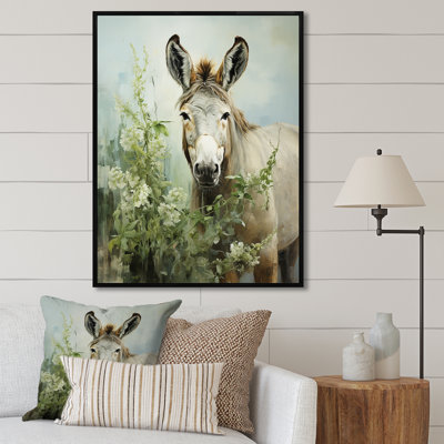 «Farmhouse Donkey In Field V», art mural âne