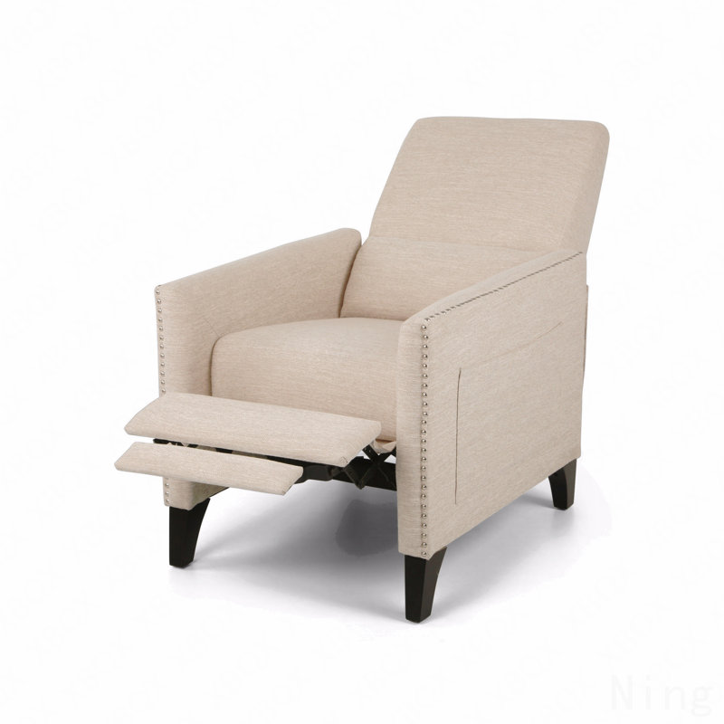 Fauteuil inclinable Mid-Century en tissu, Beige