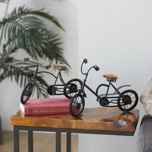 Textured Iron and Fir Decorative Bicycle Sculpture