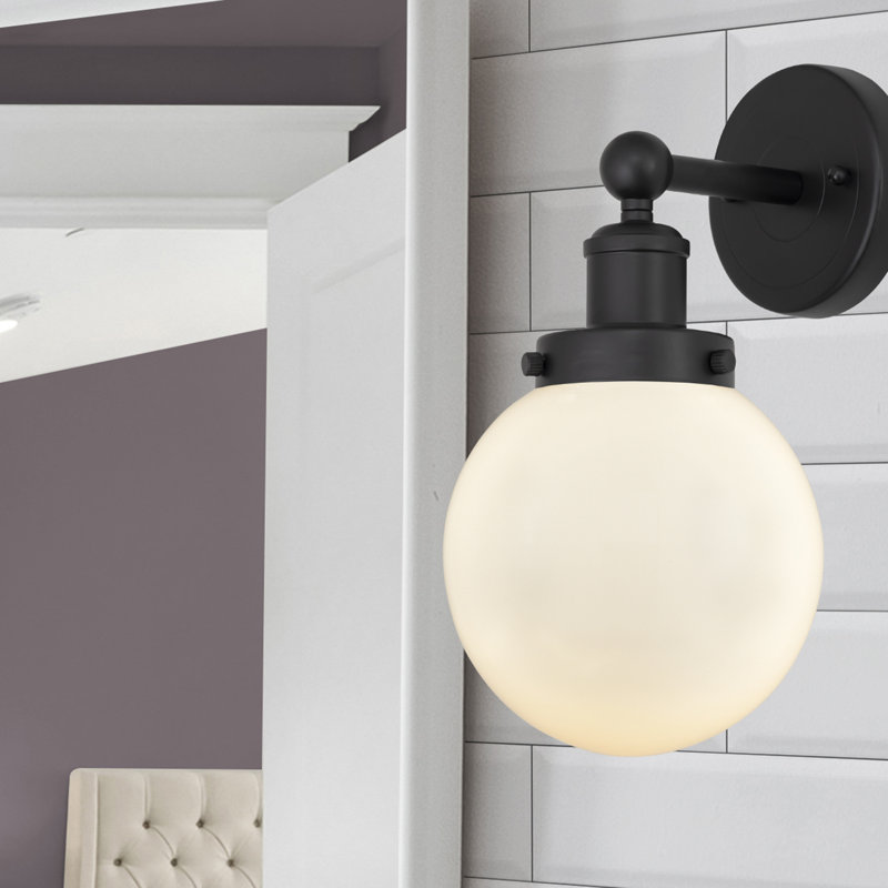 Chickamauga Armed Sconce, Matte Black, Matte White