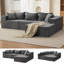Canapé modulaire 106 po avec méridienne en forme de L gris pour fauteuil, sans assemblage requis-732177199