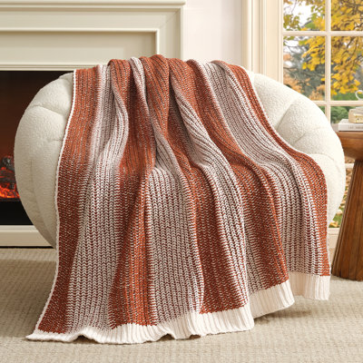 Luxurious Chunky Knit Soft Chenille Two-Tone Throw Blanket
