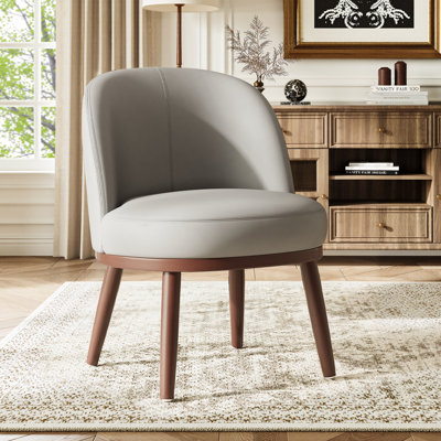 Modern Upholstered Accent Chair with Solid Wood Legs
