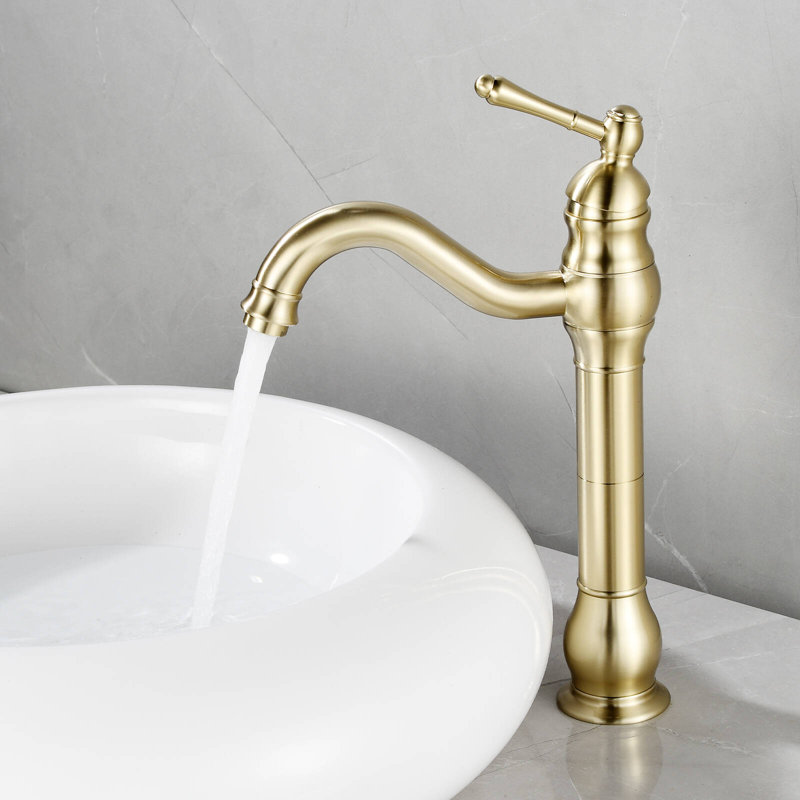 HGN Tall Single Handle Bathroom Vanity Sink Faucets with Pop-up Drain, Brushed Gold