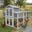 Poulailler très grand 150 po - poulailler d'extérieur en bois avec fil de métal noir antirouille, 2 boîtes de nidification, 5 perchoirs pour la volaille, cage à poulet sécurisée et durable