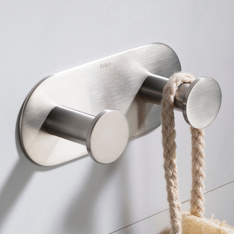 Elie Double Wall Mounted Towel Hook, Brushed Nickel