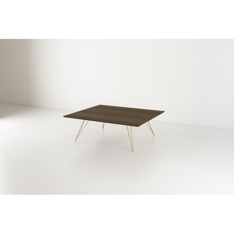 Williams Coffee Table, 18" H x 46" L x 40" W, Brassy Gold, Walnut