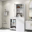 Armoire de rangement haute avec 4 tablettes coulissantes multifonctionnelles à 2 niveaux et 2 portes en verre, parfaite pour la cuisine, la salle à manger et le salon-495136511