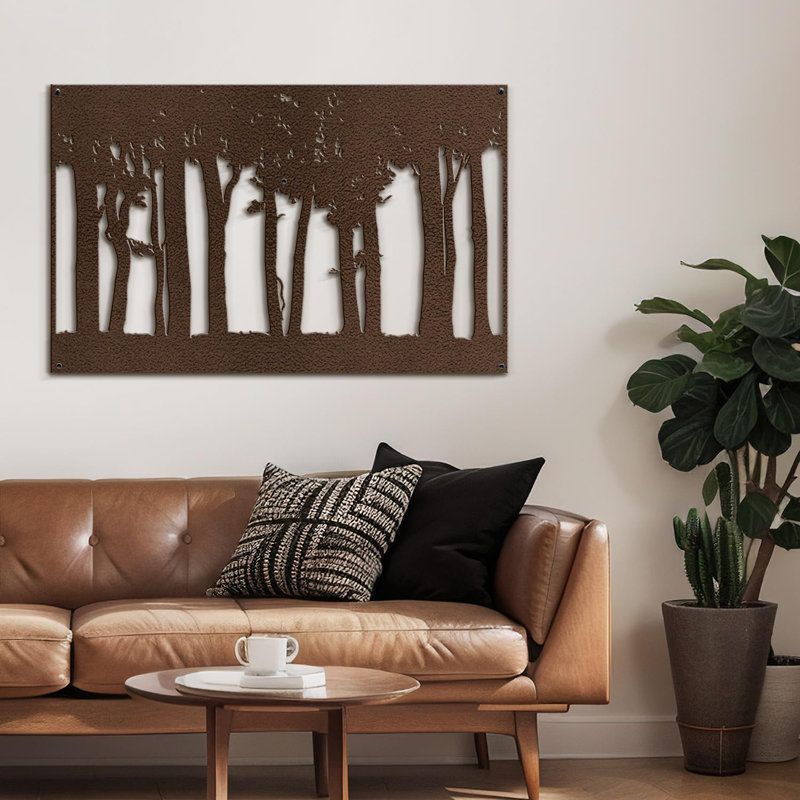 Décoration murale suspendue en bois dense pin moderne abstrait, H 11,34 po x l 18 po x P 0,05 po, Brun