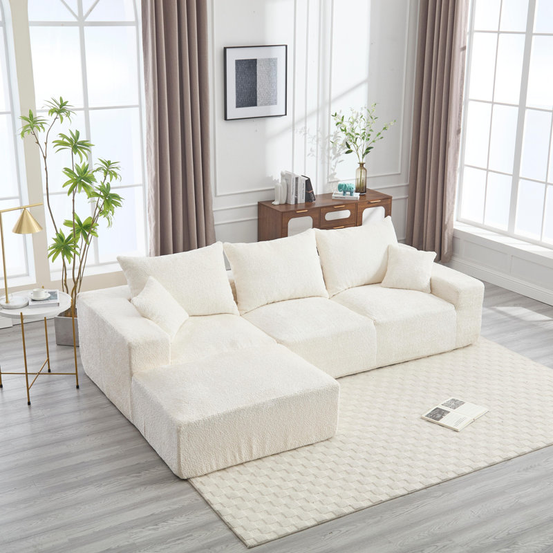 Canapé modulaire l 108,27 po Boucle, Chenille beige