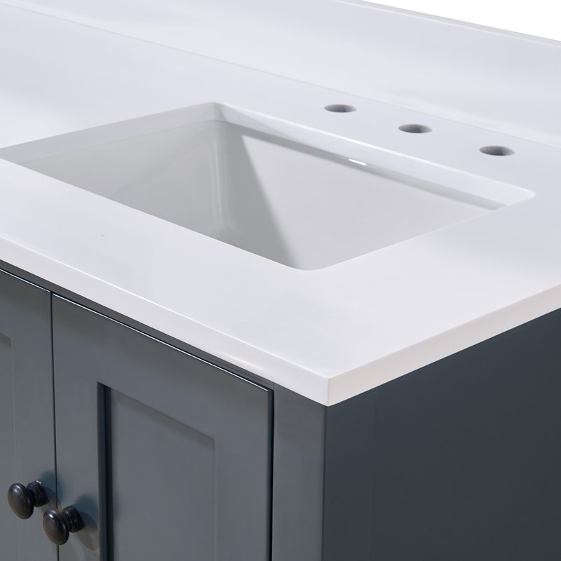 Andalo 61" Double Bathroom Vanity Top in Snow White with Sink