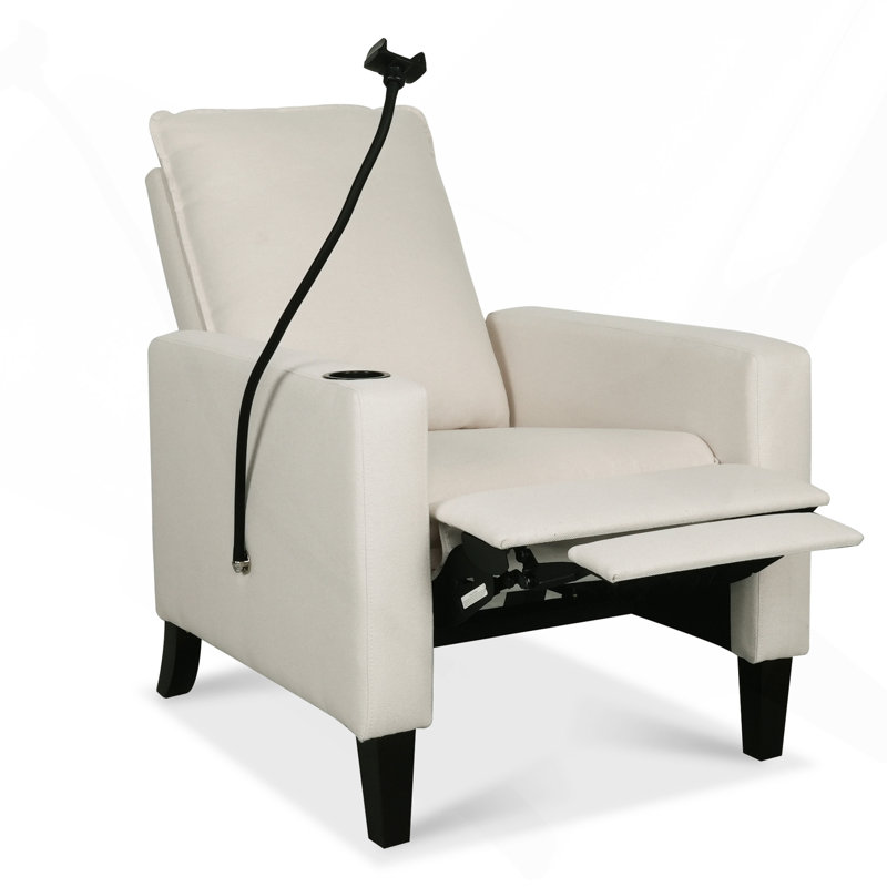 Recliner Chairs For Adults, Adjustable Recliner Sofa With Mobile Phone Holder & Cup Holder, Modern Reclining Chairs Fabric Push Back Recliner Chairs For Living Room, Bedroom, BEIGE