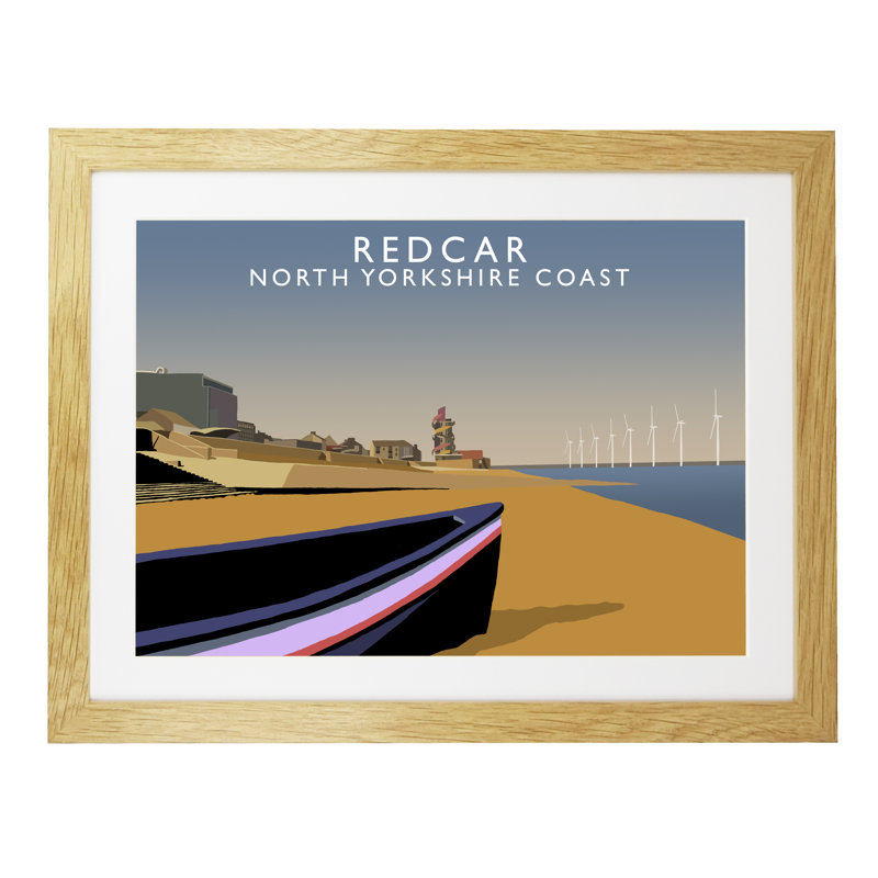 Redcar by Richard O'Neil - Print, Oak Wood Frame, 33.5 cm H x 43.5 cm W x 2.2 cm D