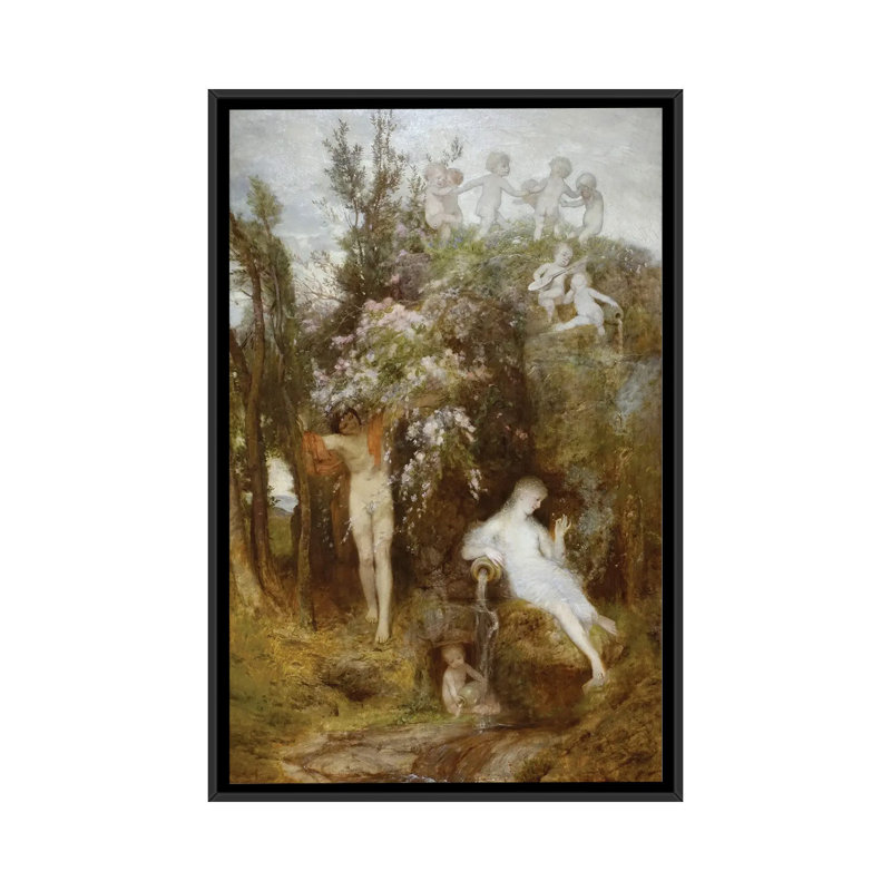 «Love Spring» - ABQ76, H 40 po x l 26 po, Noir, Impression sur toile flottante sans passe-partout