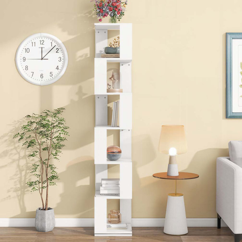 6 Tier Large Open Bookshelf, White