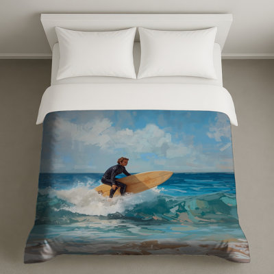 Surfer Riding Ocean Wave Duvet Covers