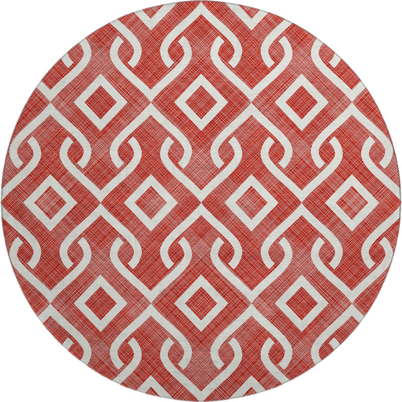 Tapis rouge Cerrito lavable à la machine de qualité supérieure, Rond 8 pi
