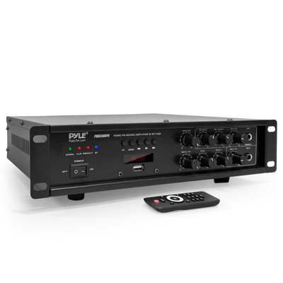 Amplificateur de mixage de sonorisation Pyle Bluetooth - amplificateur de puissance stéréo 500W pour montage audio en rack, affichage numérique à DEL, USB / AUX / micro, optique / coaxial, AC-3, sortie 70V / 100V - PMX3500PH