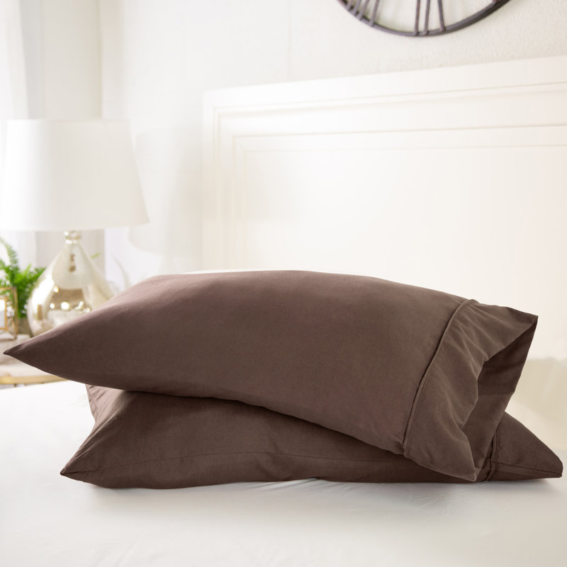 Ensemble de 2 taies d'oreiller en microfibre ultra douce, Taie d'oreiller très grande, Chocolat