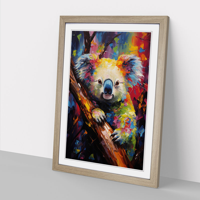 Koala Bear Expressionism Art - Framed Print, Oak Framed, 34cm H x 25cm W