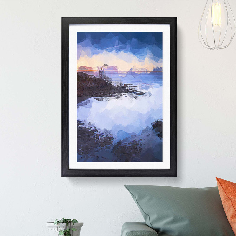 Lighthouse in France in Abstract - Picture Frame Graphic Art Print, Black Framed, 36cm H x 27cm W x 2cm D