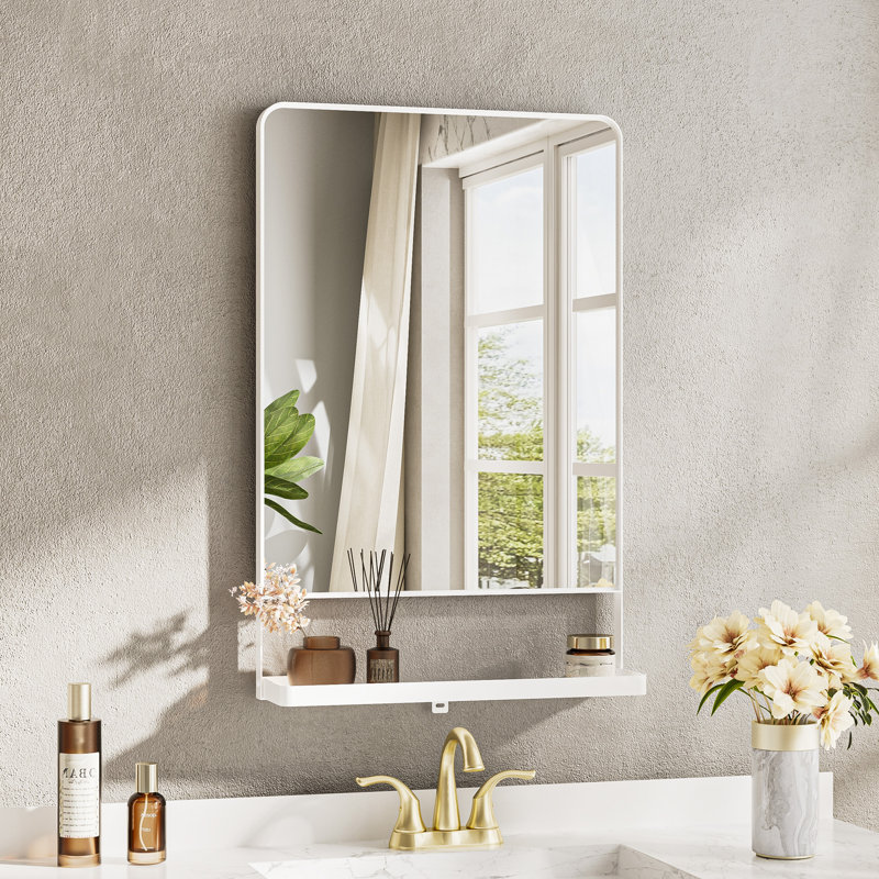 Miroir de salle de bain mural Tillymae, 27,6 po x 18 po, Blanc