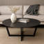 Table basse Jole, plateau en verre céramique noir de 39 pouces, base en métal