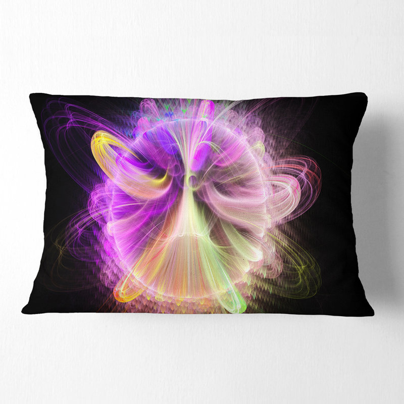 Coussin lombaire à cercle floral avec courbes étonnantes, Mauve / noir