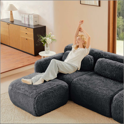 Canapé en forme de U sans os 32D haute densité, conception de fond antidérapante sans assemblage requis Conception ergonomique Combinaison gratuite à compression complète pour les salons, les études