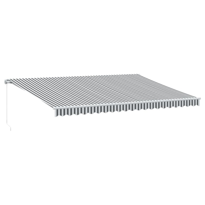 Manual Retractable Awning, 500cm H x 300cm W, Striped, White/Anthracite